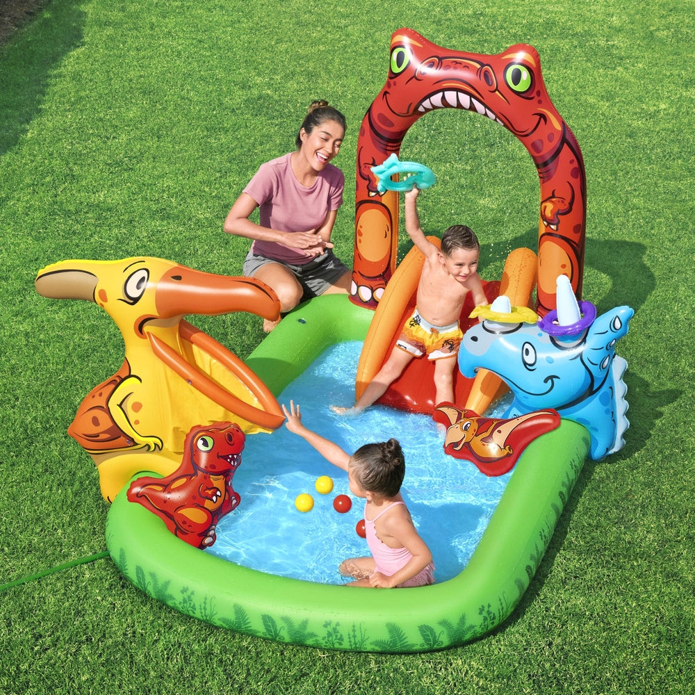 Bestway Jurassic Inflatable Kids Play Pool with Slide - 242 x 140cm