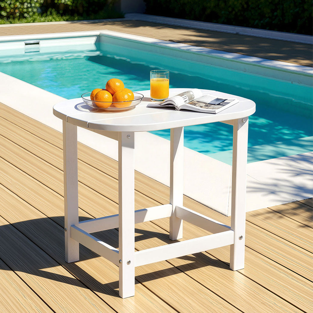 Gardeon White HDPE Outdoor Side Table