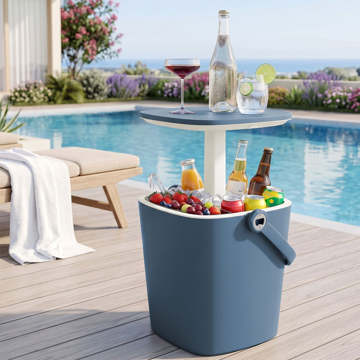 Gardeon 2-in-1 Outdoor Bar Table & 15L Portable Ice Bucket Cooler Caddy