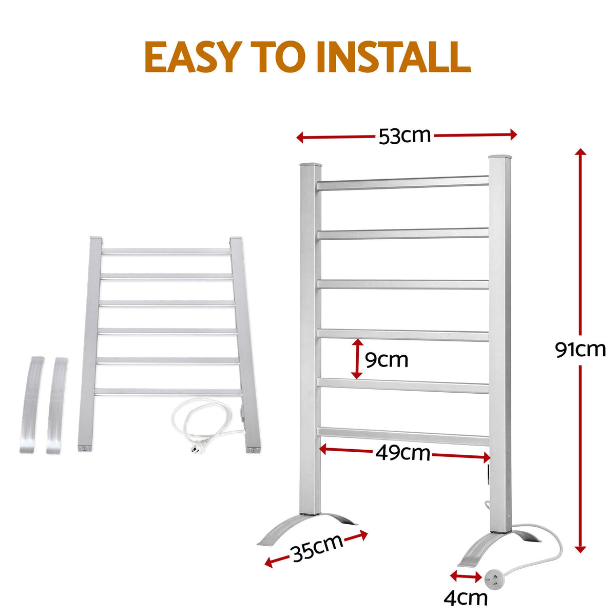 Devanti 6-Bar Freestanding Heated Towel Rail