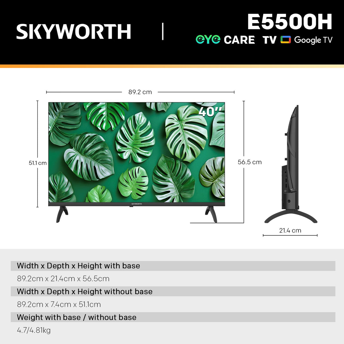 SKYWORTH E5500H 40-inch Full HD Smart Google TV
