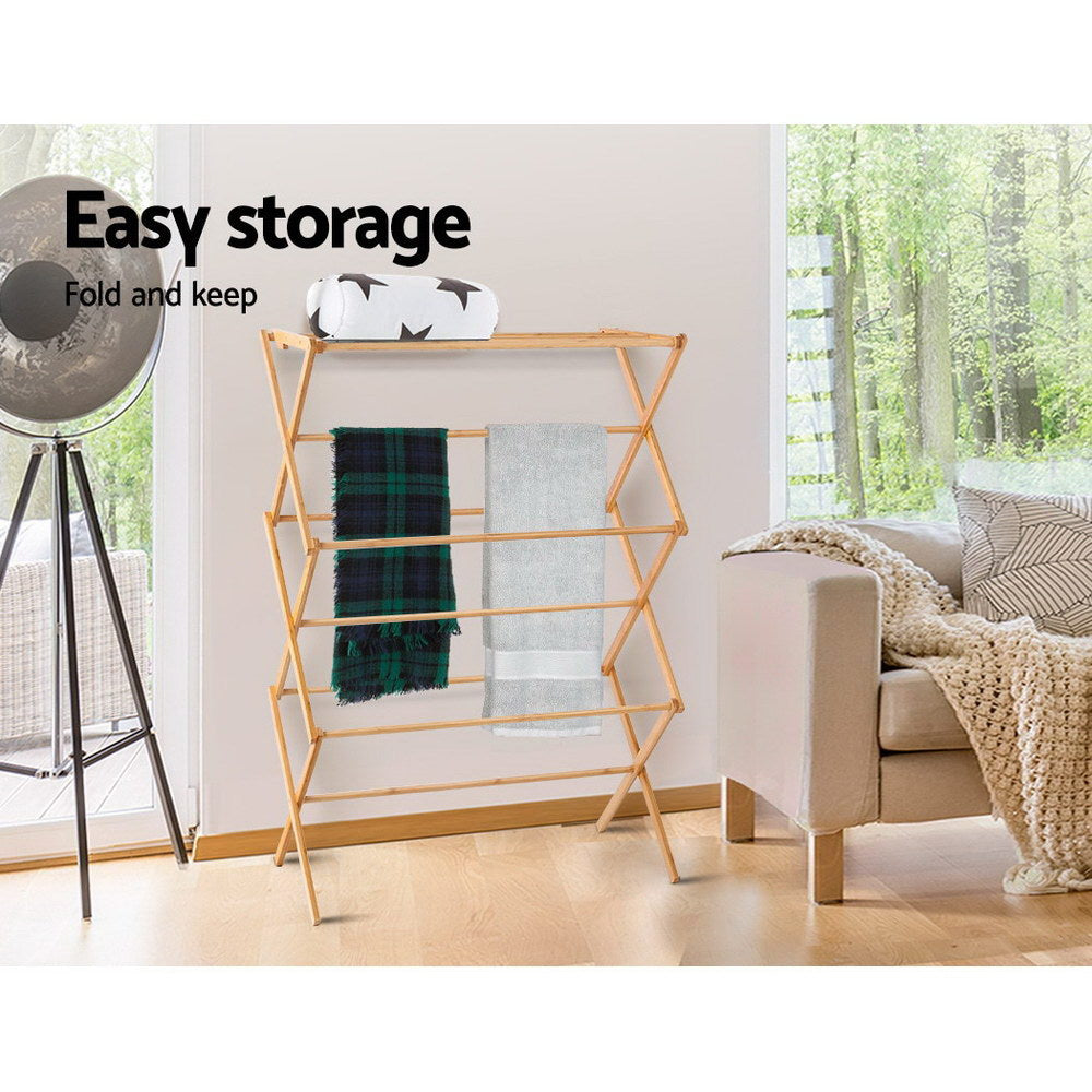 Artiss Foldable Bamboo Clothes Airer, 11 Bars