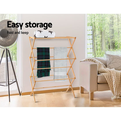 Artiss Foldable Bamboo Clothes Airer, 11 Bars