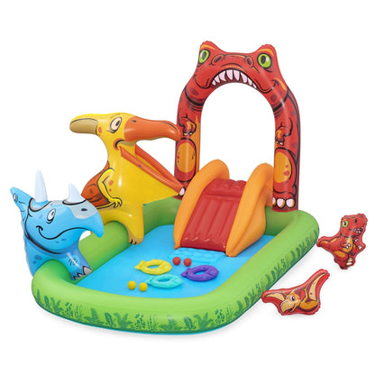 Bestway Jurassic Inflatable Kids Play Pool with Slide - 242 x 140cm