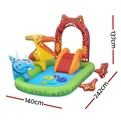 Bestway Jurassic Inflatable Kids Play Pool with Slide - 242 x 140cm
