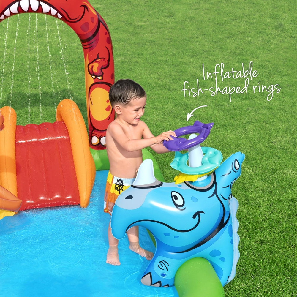 Bestway Jurassic Inflatable Kids Play Pool with Slide - 242 x 140cm