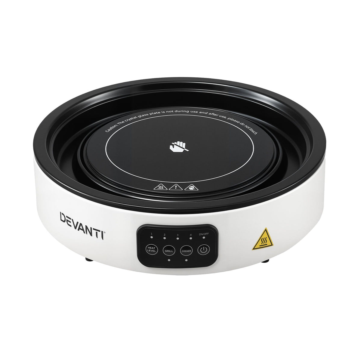 Devanti 2000W Ceramic Cooktop with Detachable Grill Plate - White