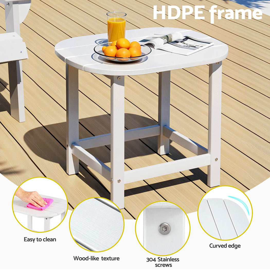 Gardeon White HDPE Outdoor Side Table