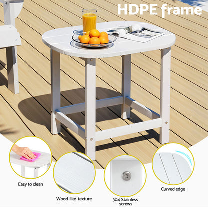 Gardeon White HDPE Outdoor Side Table