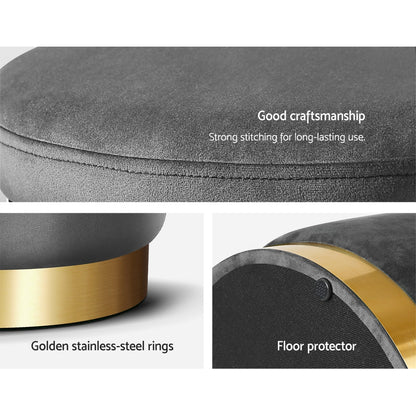 Artiss Round Velvet Storage Ottoman Footstool