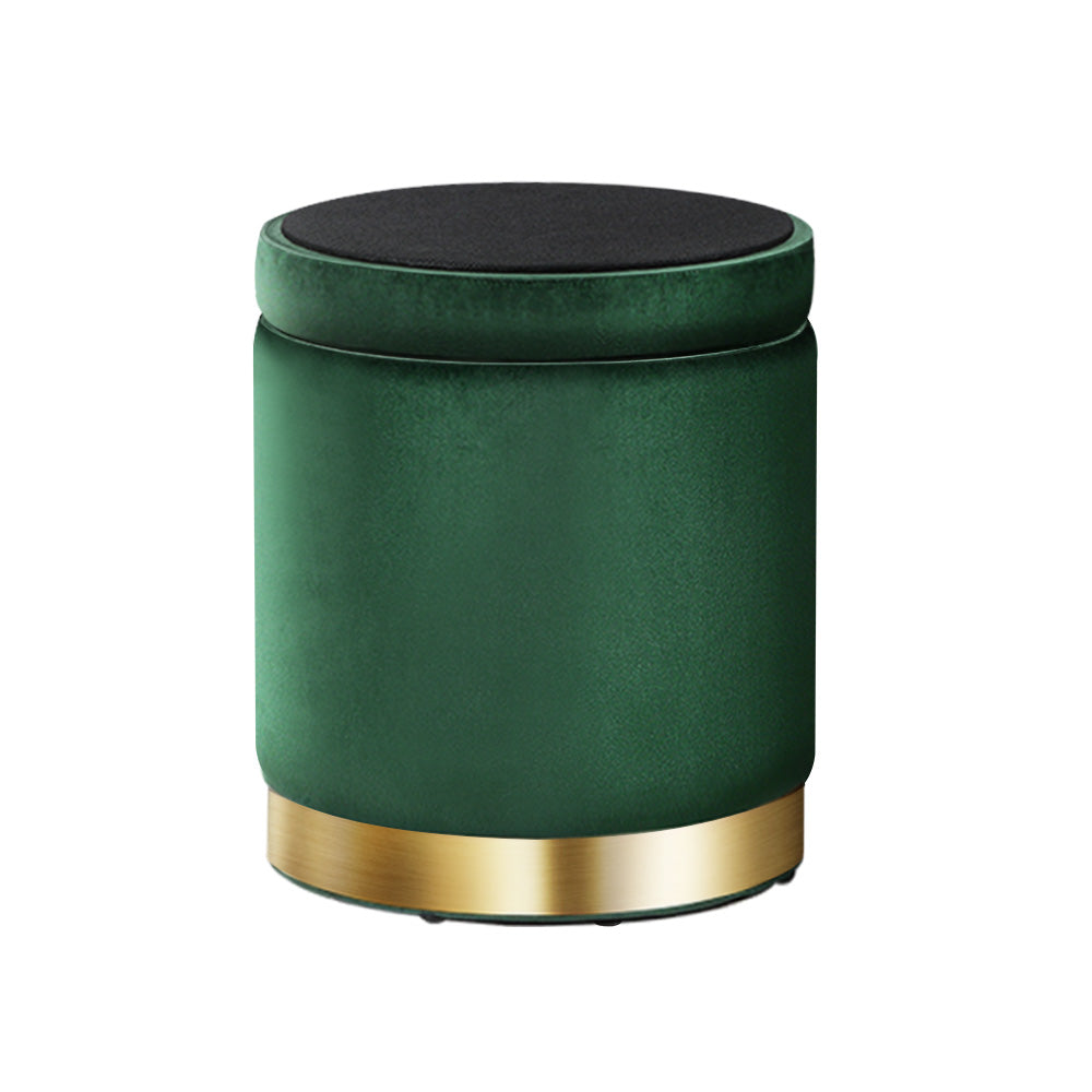 Artiss Round Velvet Storage Ottoman Footstool