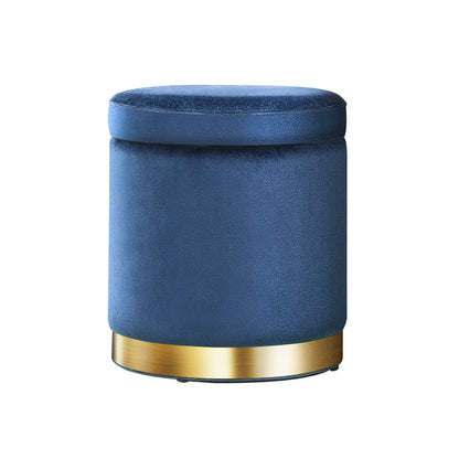 Artiss Round Velvet Storage Ottoman Footstool
