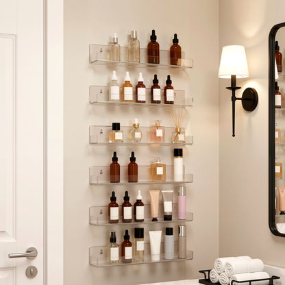 Artiss Premium Clear Acrylic Floating Display Shelves with Front Lip (6-Pack)