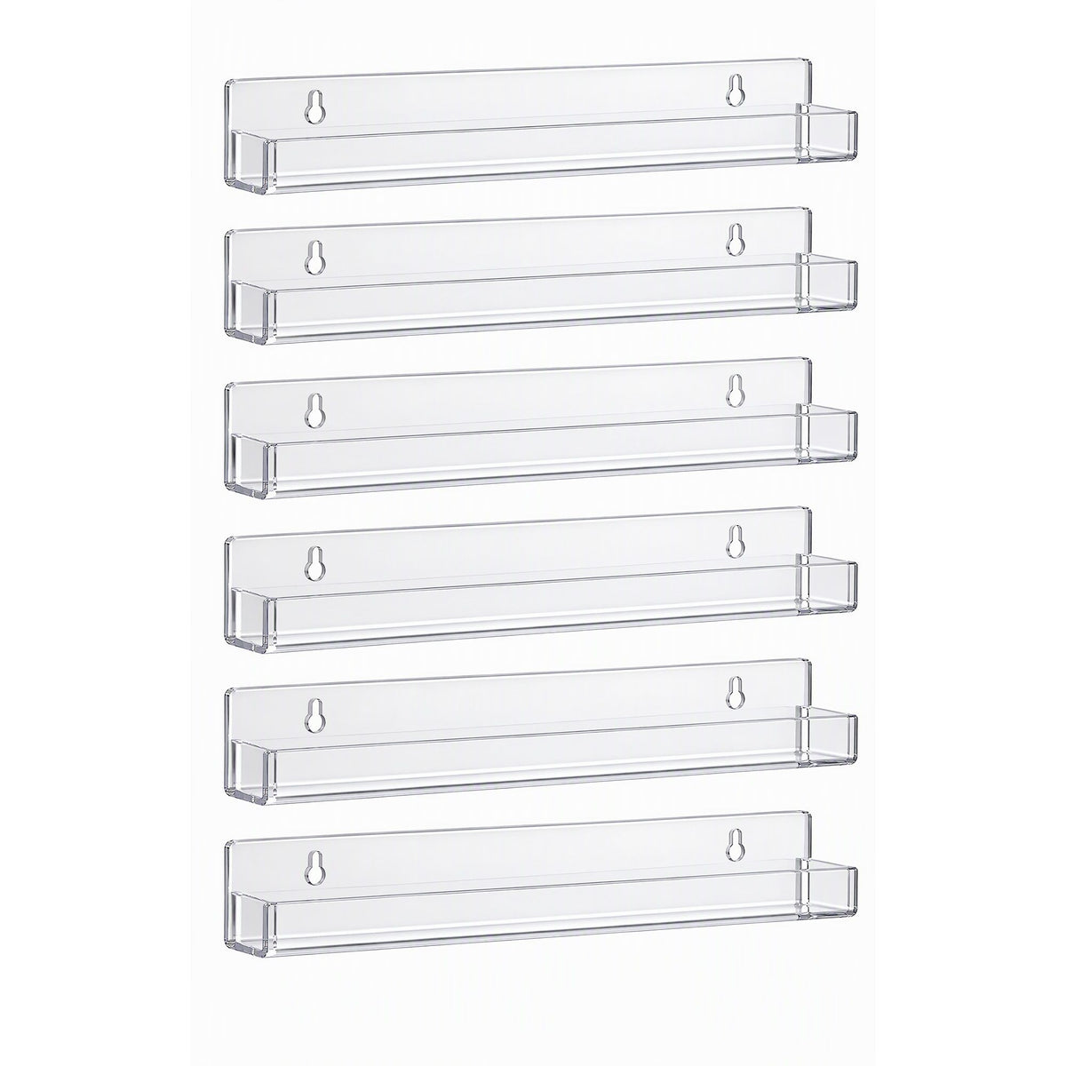 Artiss Premium Clear Acrylic Floating Display Shelves with Front Lip (6-Pack)