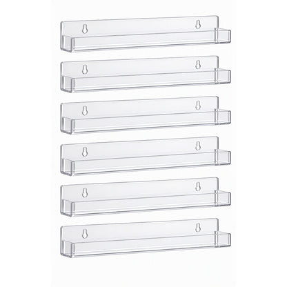 Artiss Premium Clear Acrylic Floating Display Shelves with Front Lip (6-Pack)