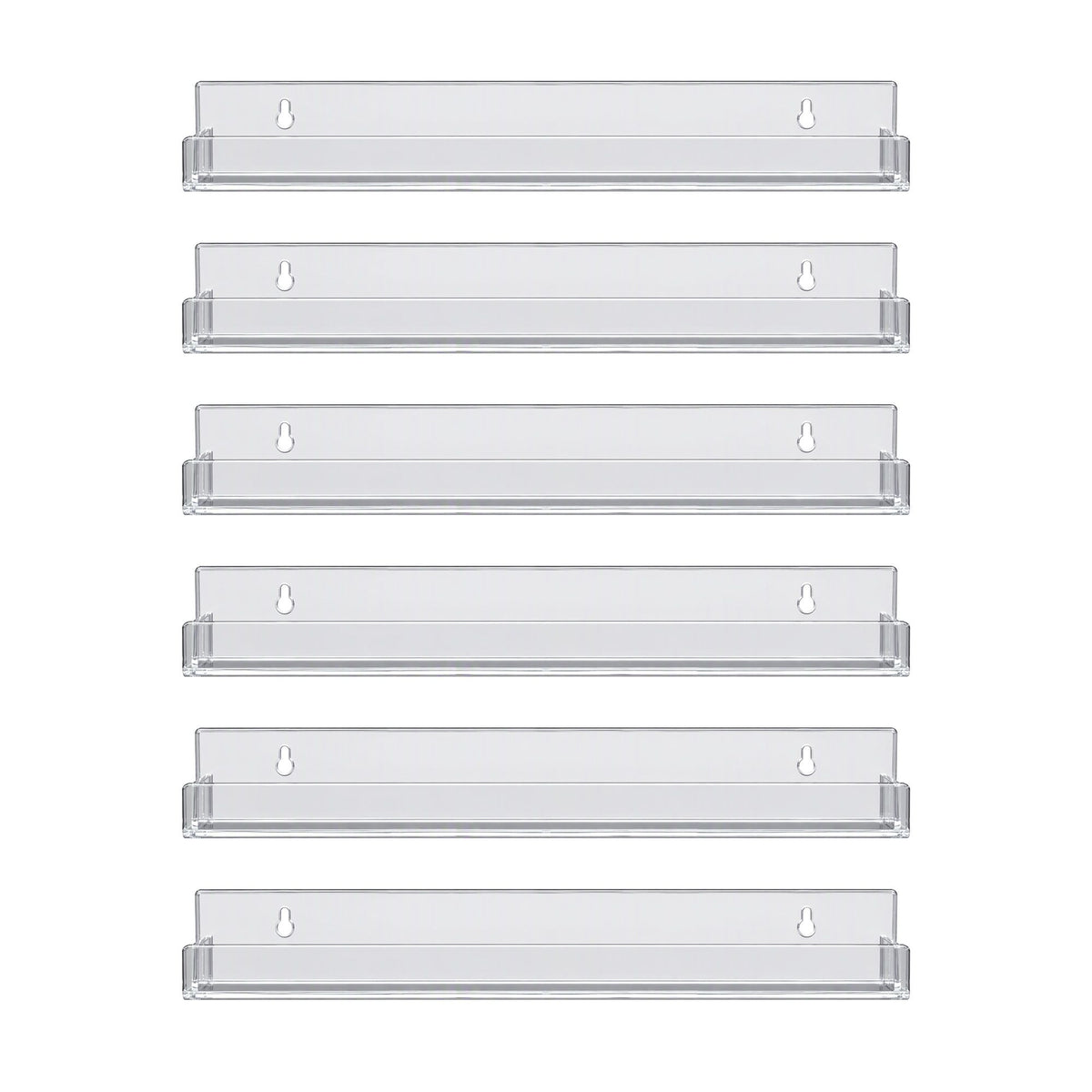 Artiss Premium Clear Acrylic Floating Display Shelves with Front Lip (6-Pack)
