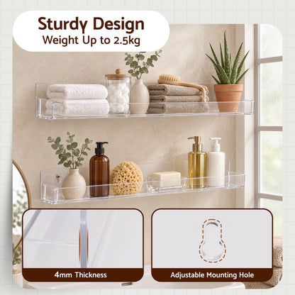Artiss Premium Clear Acrylic Floating Display Shelves with Front Lip (6-Pack)
