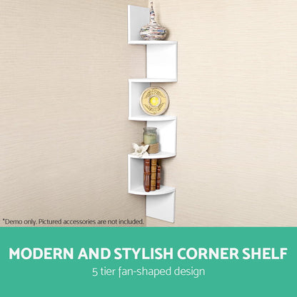 Artiss 5-Tier White Floating Corner Shelf