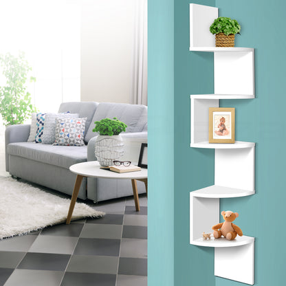 Artiss 5-Tier White Floating Corner Shelf