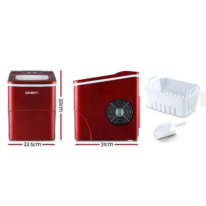 Devanti 12kg Ice Maker Machine Red
