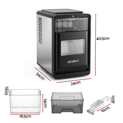 Devanti Ice Maker Crescent Ice 16pcs Countertop Machine 12KG/24H for Home