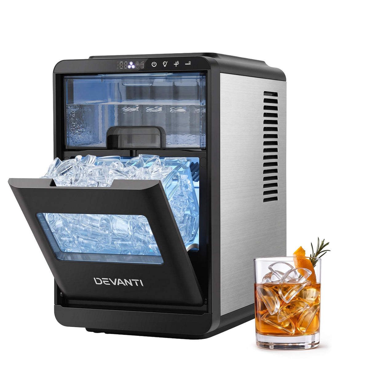 Devanti Ice Maker Crescent Ice 16pcs Countertop Machine 12KG/24H for Home