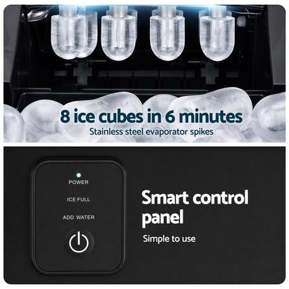 Devanti Ice Maker 11-12kg Portable Bullet Cube Machine Black