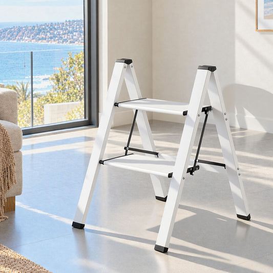 Giantz 2-Step Folding Aluminium Ladder, 150 kg Capacity