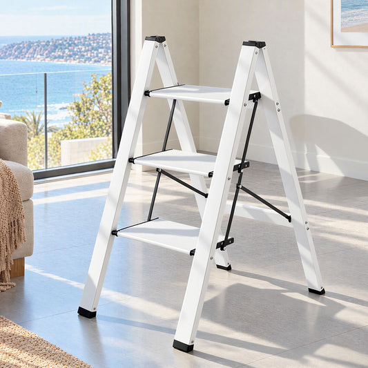 Giantz 3-Step Folding Aluminium Ladder, 150 kg Capacity