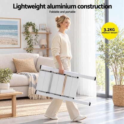 Giantz 3-Step Folding Aluminium Ladder, 150 kg Capacity