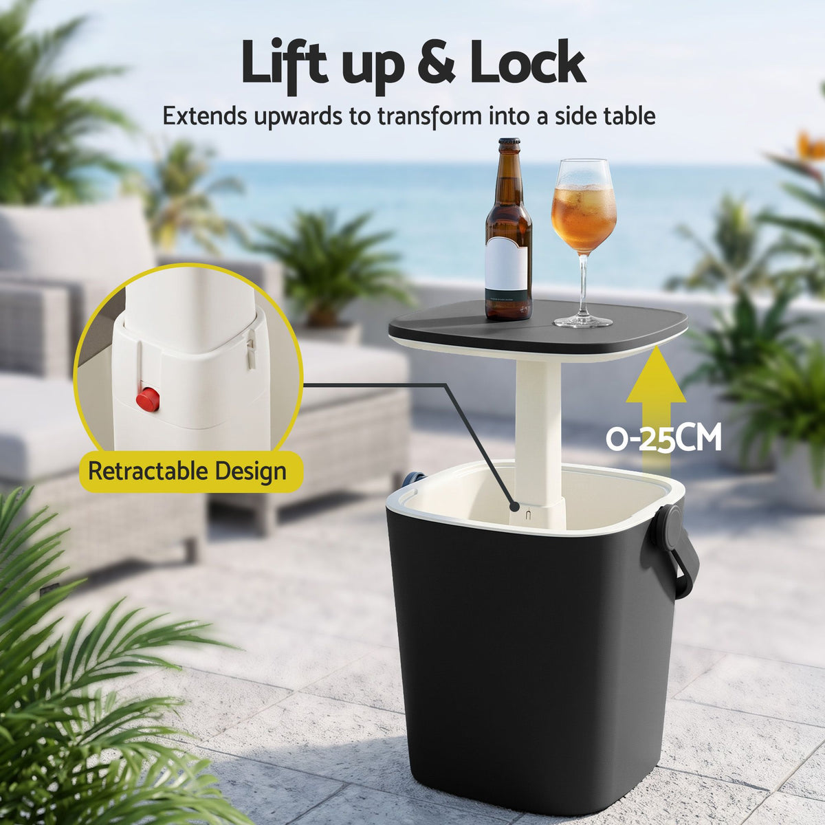 Gardeon 2-in-1 Outdoor Bar Table & 15L Portable Ice Bucket Cooler Caddy