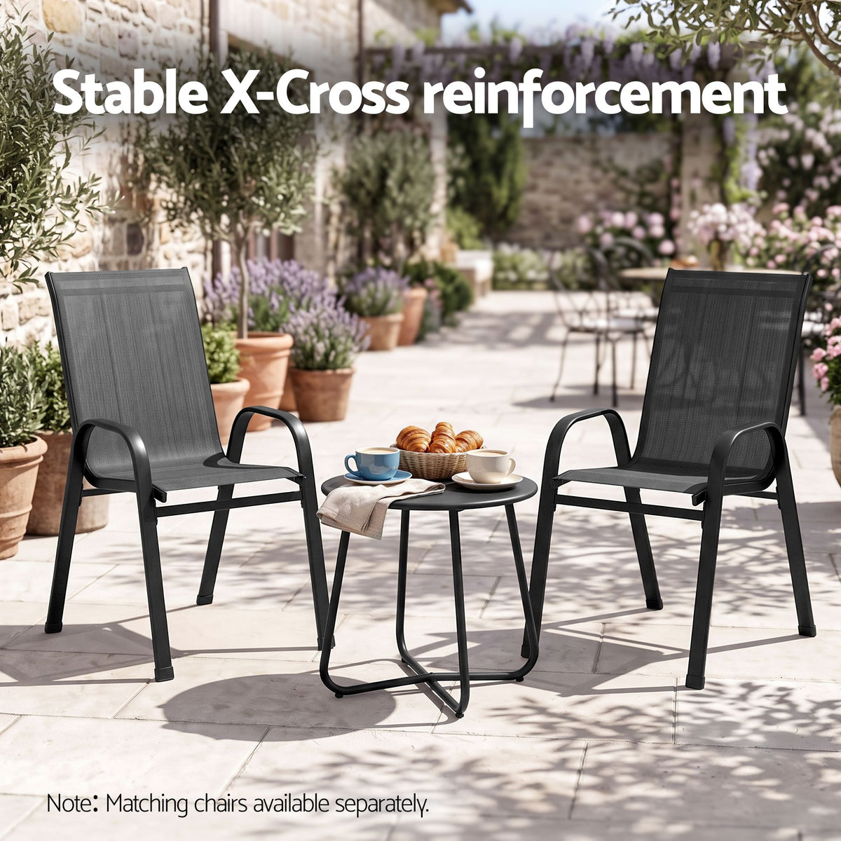 Gardeon Outdoor Side Table - Heavy-Duty Steel Frame Accent Table for Patio & Balcony