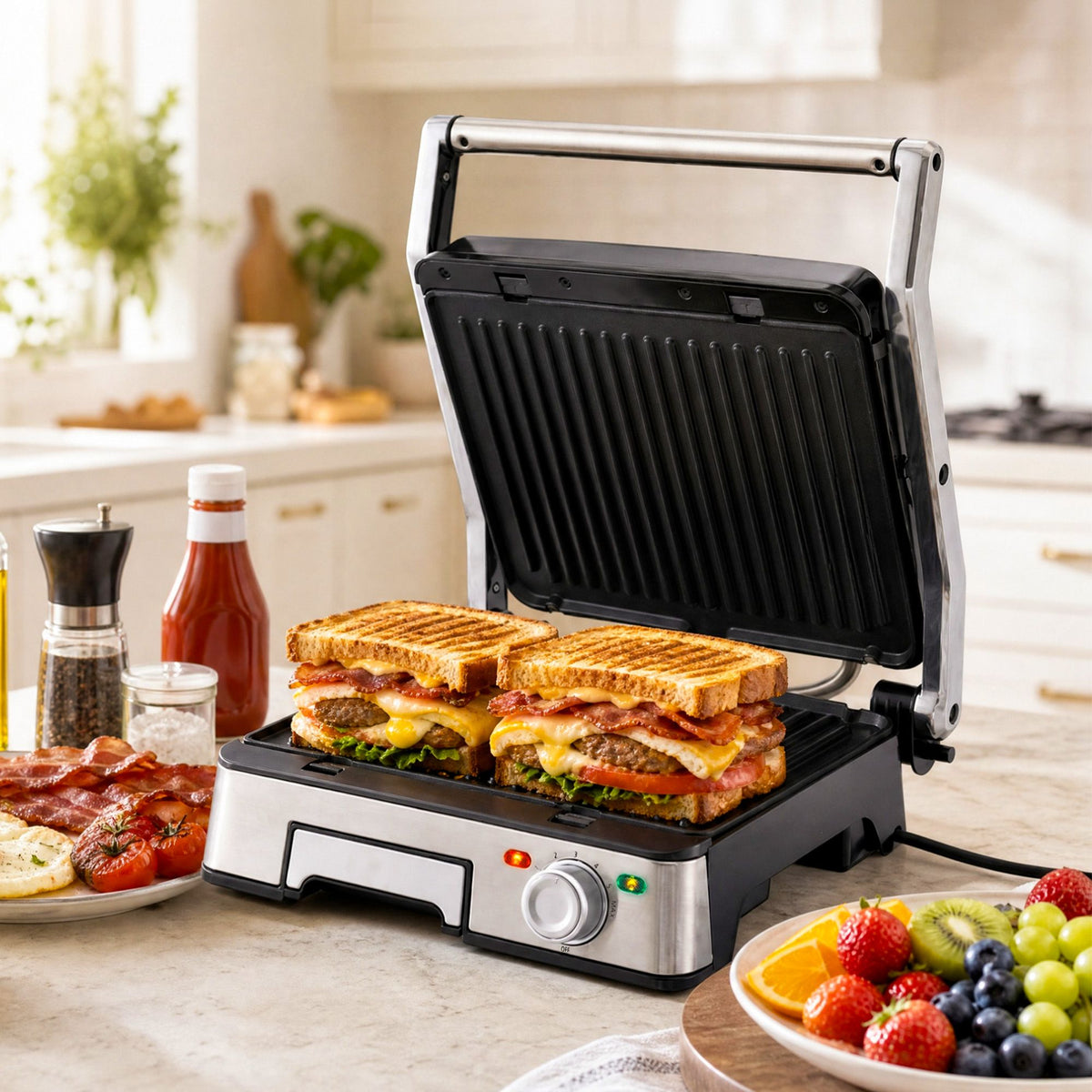 Devanti 2000W 3-in-1 4-Slice Panini Press & Grill