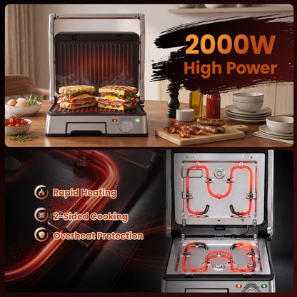 Devanti 2000W 3-in-1 4-Slice Panini Press & Grill