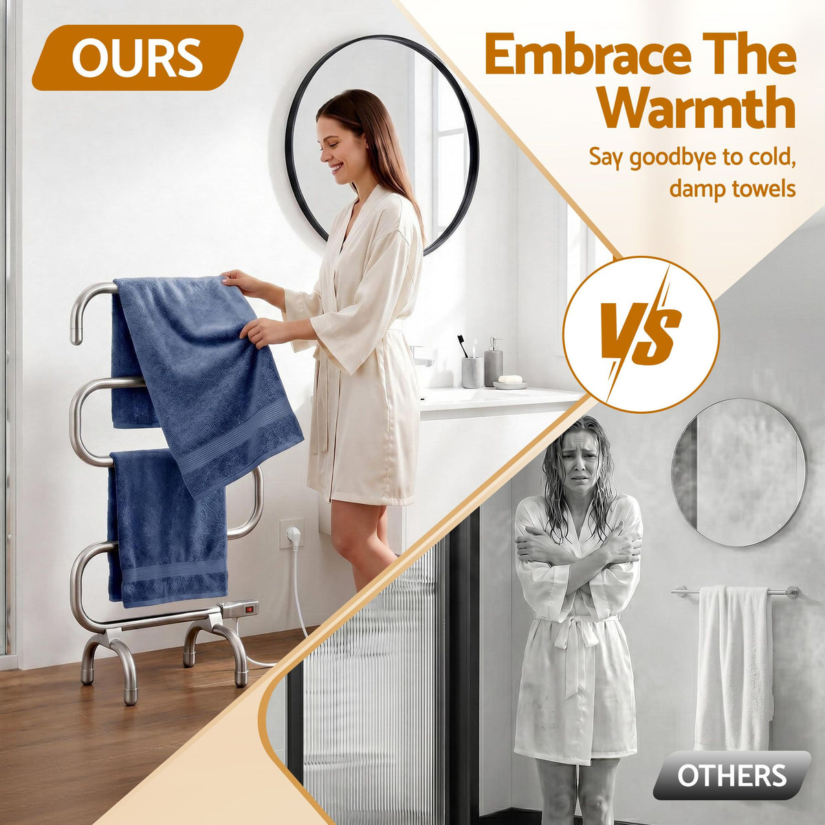 Devanti 5-Bar Freestanding Heated Towel Rail