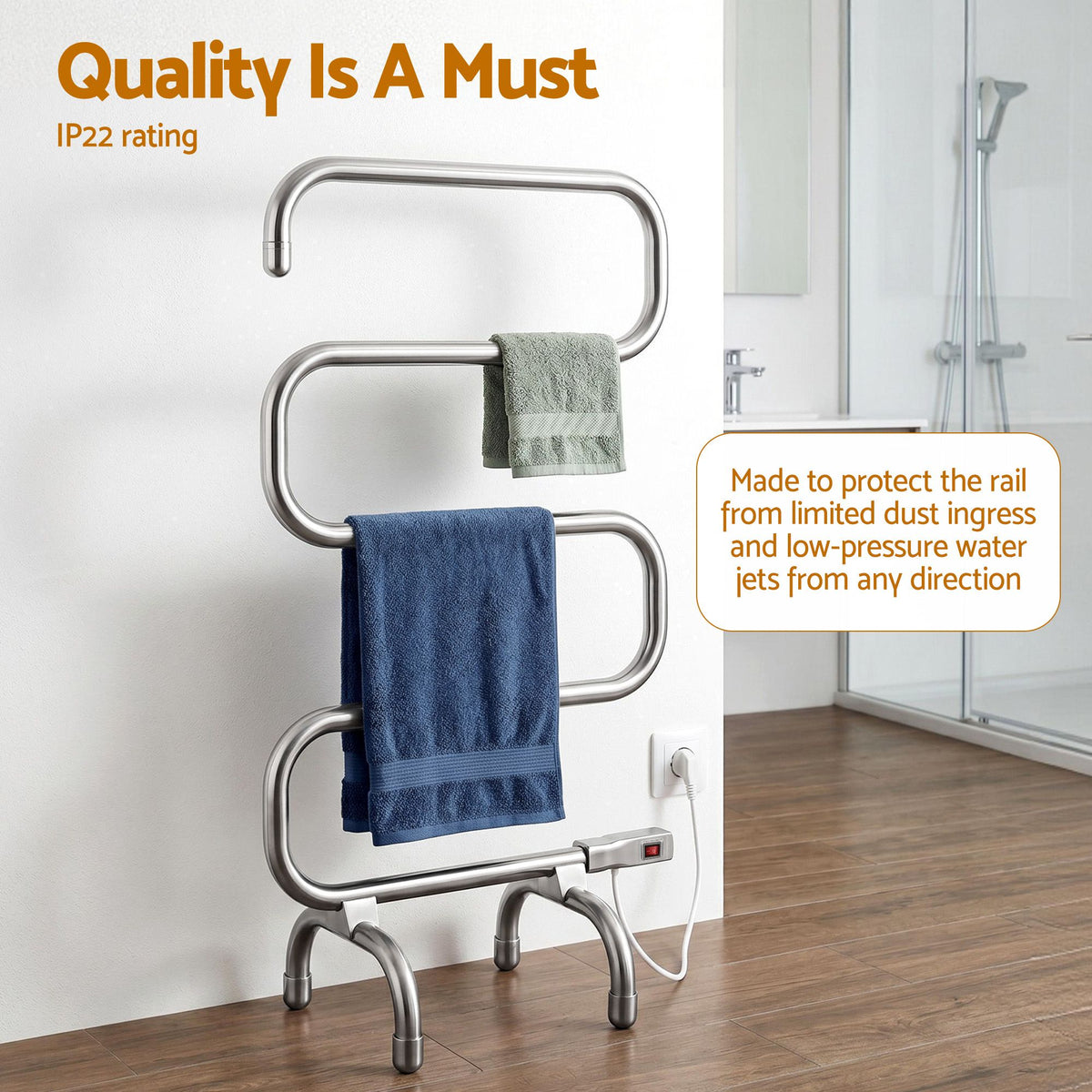 Devanti 5-Bar Freestanding Heated Towel Rail