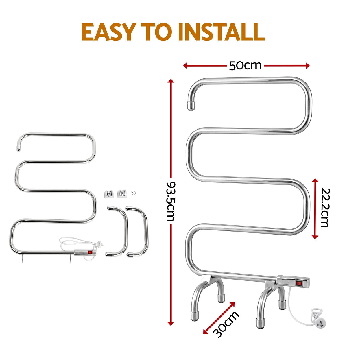 Devanti 5-Bar Freestanding Heated Towel Rail