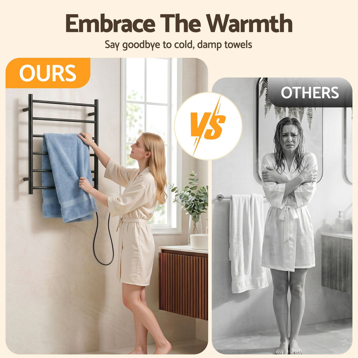 Devanti 5-Bar Wall-Mounted Heated Towel Rail