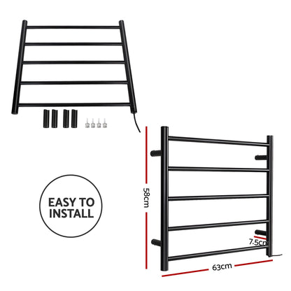 Devanti 5-Bar Wall-Mounted Heated Towel Rail
