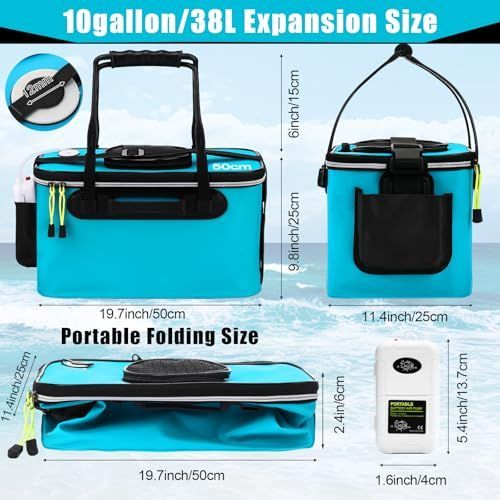 Foldable EVA Fishing Bait Bucket with Air Pump - 4–10 Gallon