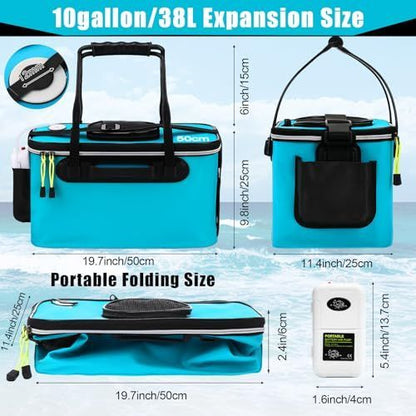 Foldable EVA Fishing Bait Bucket with Air Pump - 4–10 Gallon