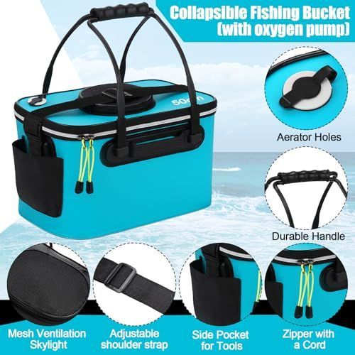 Foldable EVA Fishing Bait Bucket with Air Pump - 4–10 Gallon