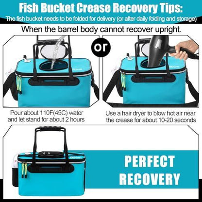 Foldable EVA Fishing Bait Bucket with Air Pump - 4–10 Gallon