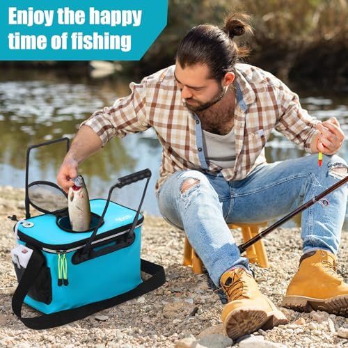 Foldable EVA Fishing Bait Bucket with Air Pump - 4–10 Gallon