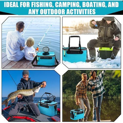 Foldable EVA Fishing Bait Bucket with Air Pump - 4–10 Gallon