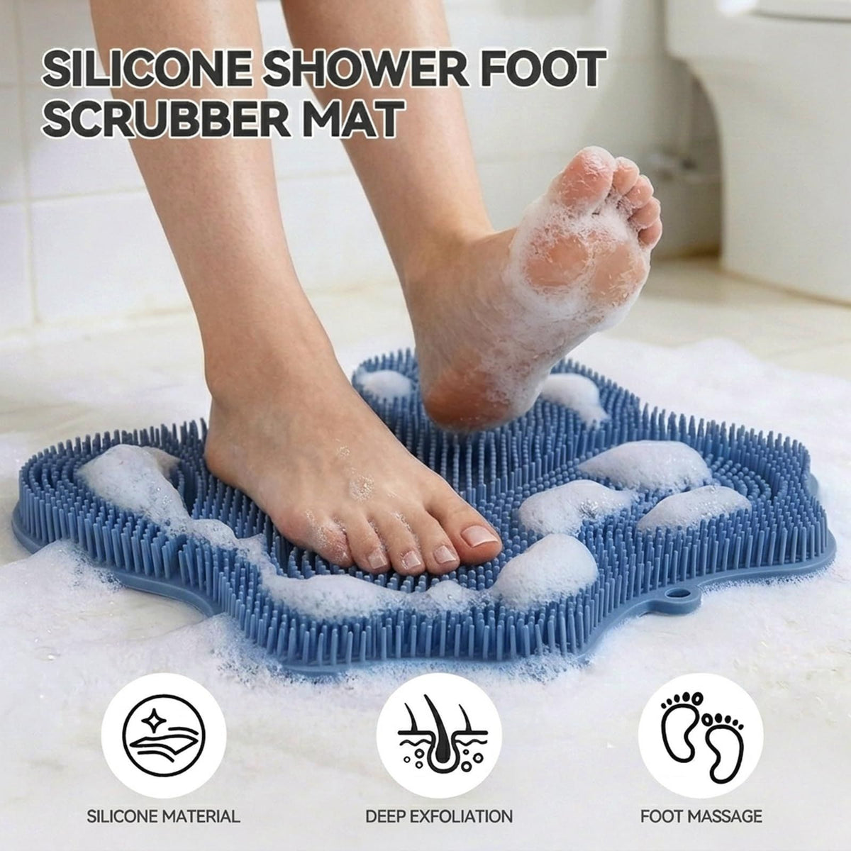 Ergonomic Silicone Shower Foot Scrubber Mat
