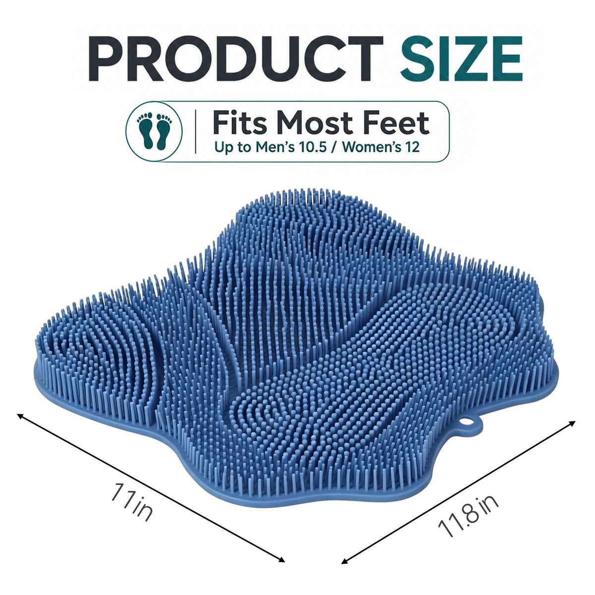 Silicone Shower Foot Scrubber Mat, Non-Slip Suction Cups for Floor & Tub Wall, Exfoliation & Massage, No Bending, Fits Up to Men's 10.5 / Women's 12(red)