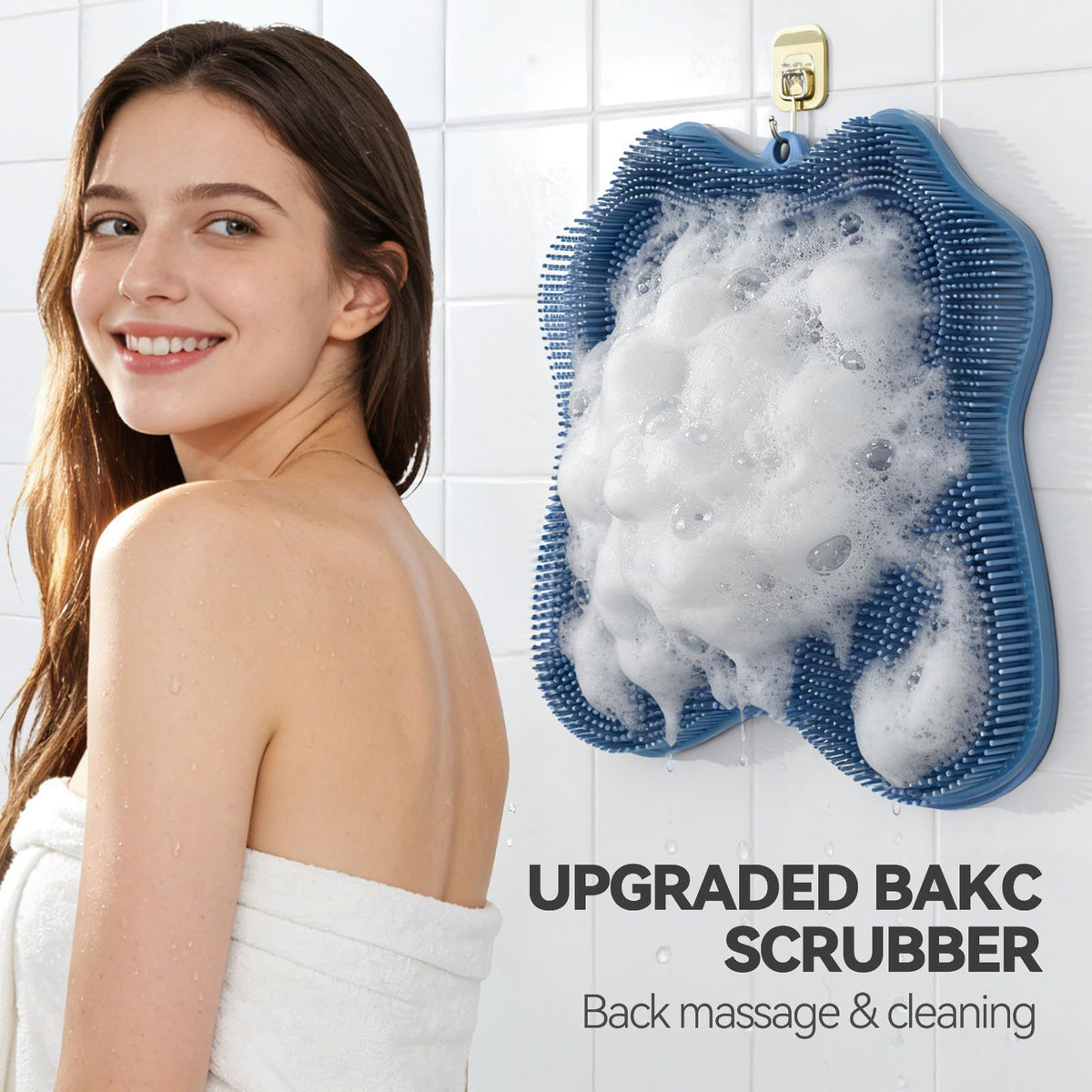 Silicone Shower Foot Scrubber Mat, Non-Slip Suction Cups for Floor & Tub Wall, Exfoliation & Massage, No Bending, Fits Up to Men's 10.5 / Women's 12(red)