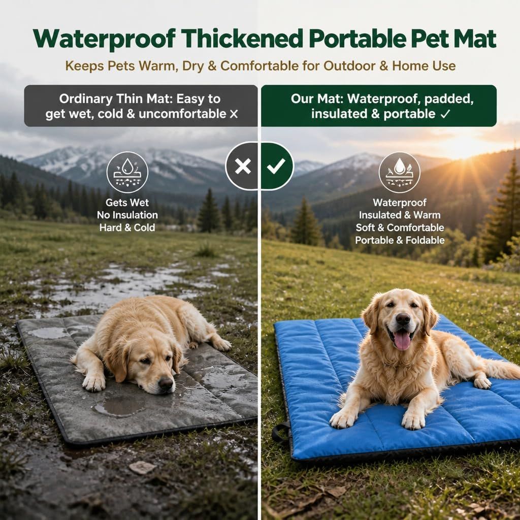 Foldable Waterproof Dog Travel Mat, 110 × 68 cm