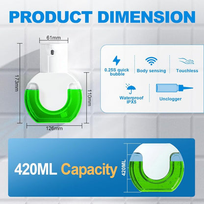 Wall-Mounted Automatic Touchless Soap Dispenser (420ml)